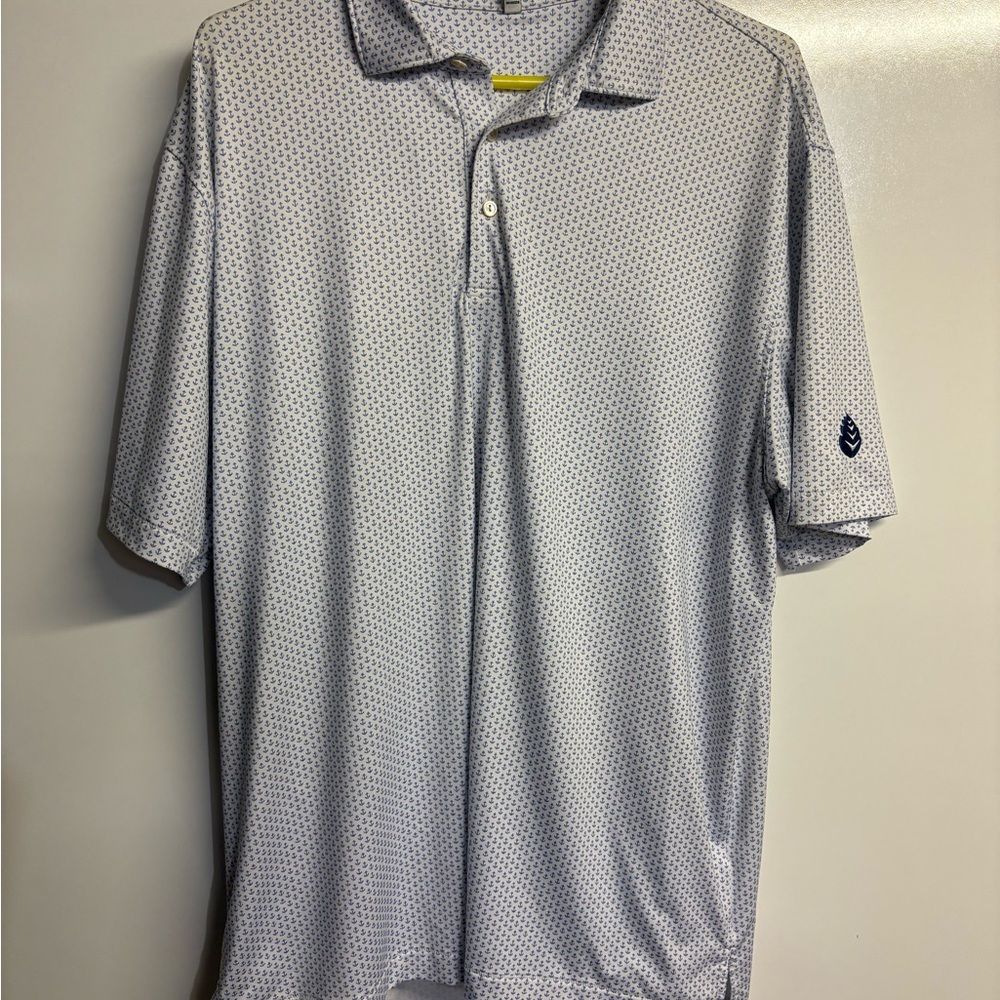 Men’s XL Peter Millar Summer Comfort Golf Polo Shirt Blue Anchor Print